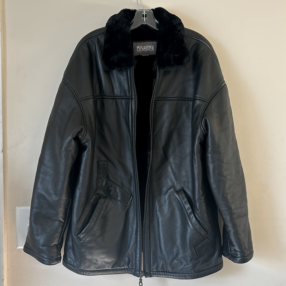 Wilson Leather Fur Inside‎ Heavy Winter Motorcycle Bomber Jacket Coat Size M